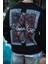Uzun Kol Bisiklet Yaka Ön ve Arka Baskılı Sweatshirt - Siyah 2