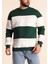 Parçalı Bisiklet Yaka Baskılı Sweatshirt - Yeşil 1