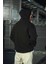 Üç Iplik Penye Kapşonlu Basic Sweatshirt - Siyah 2