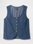 Kadın Mavi V Yaka Denim Askılı Bluz 2