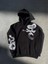 Uzun Kol Kapüşonlu Baskılı Sweatshirt - Siyah 1