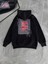 Uzun Kol Kapüşonlu Ön ve Arka Baskılı Sweatshirt - Siyah 4