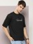Erkek Baskılı Oversize T-Shirt - Siyah 2