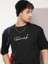 Erkek Baskılı Oversize T-Shirt - Siyah 4