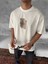 Ön ve Arka Baskılı Oversize Bisiklet Yaka T-Shirt - Beyaz 1