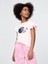 Kız Çocuk Pembe Fırfır Kol Pullu Grafikli T-Shirt 1