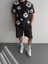 Ön ve Arka Baskılı Oversize Bisiklet Yaka T-Shirt- Siyah 4