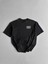 Baskılı Oversize Bisiklet Yaka T-Shirt - Siyah 1
