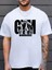Sporda Günlük Hayata Giyilebilir Gym Baskılı Oversize Bisiklet Yaka Erkek T-Shirt - Beyaz 1