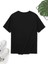 Palmiye Ön Baskılı Oversize Bisiklet Yaka T-Shirt - Siyah 3