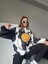 Kadın Smiley Face Kapüşonlu Sweatshirt - Siyah 1