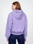 Kadın Lila Gap Logo Vintagesoft Crop Kapüşonlu Sweatshirt 3