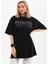 Taş Desenli Oversize T-Shirt - Siyah 1