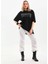 Taş Desenli Oversize T-Shirt - Siyah 5