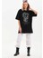 Taş Desenli Oversize T-Shirt - Siyah 4