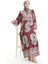 Viskon Kumaş Yarım Düğmeli Desenli Elbise 0061-04 Bordo 1