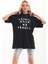 Baskılı Oversize T-Shirt - Siyah 1