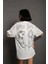 Bisiklet Yaka Baskılı Oversize T-Shirt - Beyaz 3