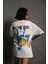 Bisiklet Yaka Baskılı Oversize T-Shirt - Beyaz 2