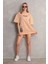 Bisiklet Yaka Baskılı Oversize T-Shirt - Bej 4