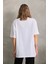 Bisiklet Yaka 20/1 Düz Oversize T-Shirt - Beyaz 3