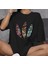 Bisiklet Yaka Baskılı Oversize T-Shirt - Siyah 1
