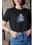 Bisiklet Yaka Baskılı Oversize T-Shirt - Siyah 1