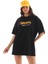 Bisiklet Yaka Baskılı Oversize T-Shirt - Siyah 4