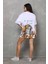 Bisiklet Yaka Baskılı Oversize T-Shirt - Beyaz 4