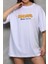 Bisiklet Yaka Baskılı Oversize T-Shirt - Beyaz 3