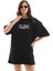 Bisiklet Yaka Baskılı Oversize T-Shirt - Siyah 3