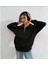 Unisex Uzun Kol Yarım Farmuarlı Yakalı Basic Sweatshirt - Siyah 4