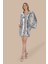 Payetli V Yaka Oversize Mini Elbise 1
