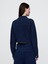 Kadın Koyu Mavi Fransız Havlu Kumaş Crop Icon Denim Ceket 3
