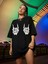 Kadın Baskılı Oversize T-Shirt - Siyah 2