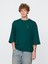 Erkek Koyu Yeşil Oversized Terry Bisiklet Yaka T-Shirt 1