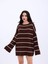 3368 Çizgili Salaş Tunik-Kahve-Krem 1