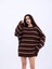 3368 Çizgili Salaş Tunik-Kahve-Krem 2