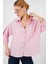 Oversize Kısa Kol Gömlek 20315 - Pembe 1