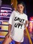 Oversize Beyaz Shut Up Tişört - Beyaz 4
