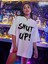 Oversize Beyaz Shut Up Tişört - Beyaz 5