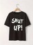 Baskılı Oversize Bisiklet Yaka T-Shirt - Siyah 1