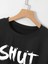 Baskılı Oversize Bisiklet Yaka T-Shirt - Siyah 2
