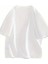Gülücük Baskılı Oversize Bisiklet Yaka T-Shirt - Beyaz 4