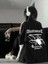 Örümcek Ağı Desenli Baskılı Oversize Bisiklet Yaka T-Shirt - Siyah 1