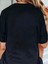 Baskılı Oversize Bisiklet Yaka T-Shirt - Siyah 2