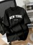 New York Baskılı Oversize Bisiklet Yaka T-Shirt - Siyah 1