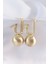 Pirinç Gold Renk Dikdörtgen Detay Oval Küpe 1