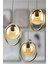 Nina Modern Metal Gold Renk Halkalı Kapalı Bal Camlı Sarkıt Salon - Mutfak - Yatak Odası 3 Lü Avize 2