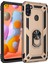 Samsung Galaxy A11 Kılıf Sofya Yüzüklü Silikon Kapak - Gold Glstd 1